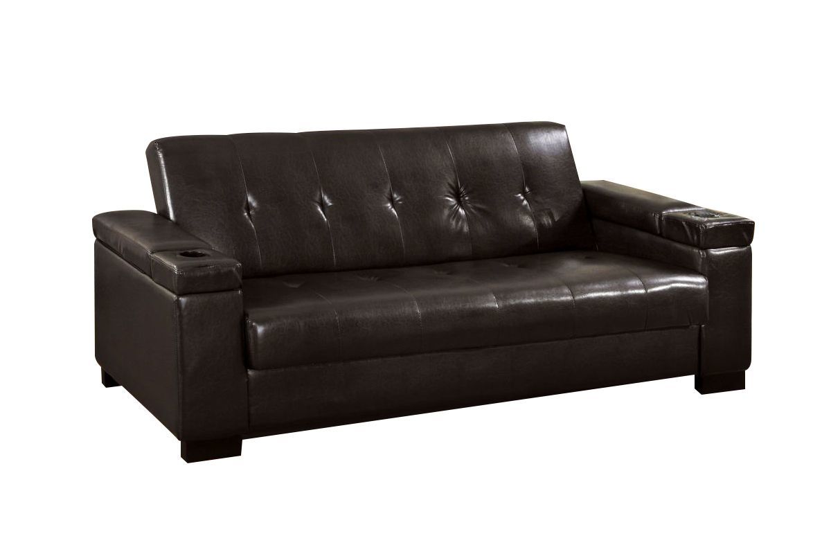 Damina Leatherette Futon with Armrest Storage at GardnerWhite