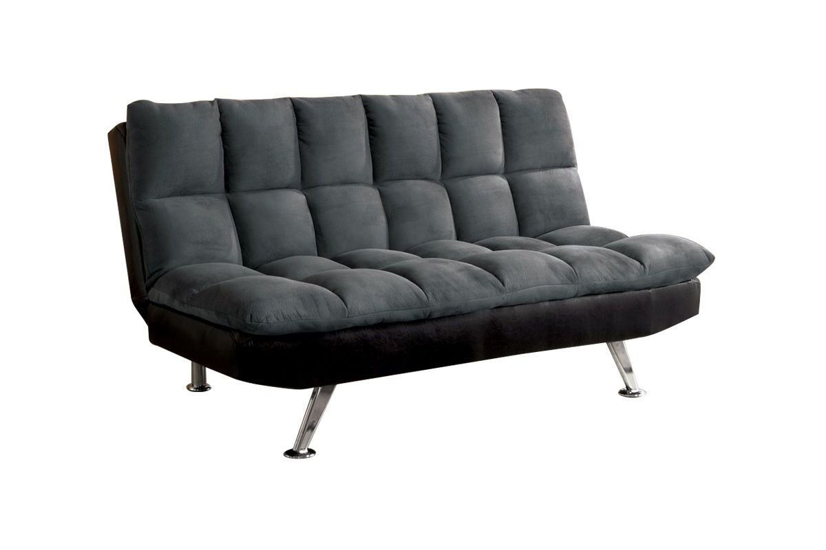 Farley Plush Tufted Microfiber Futon in Grey at GardnerWhite