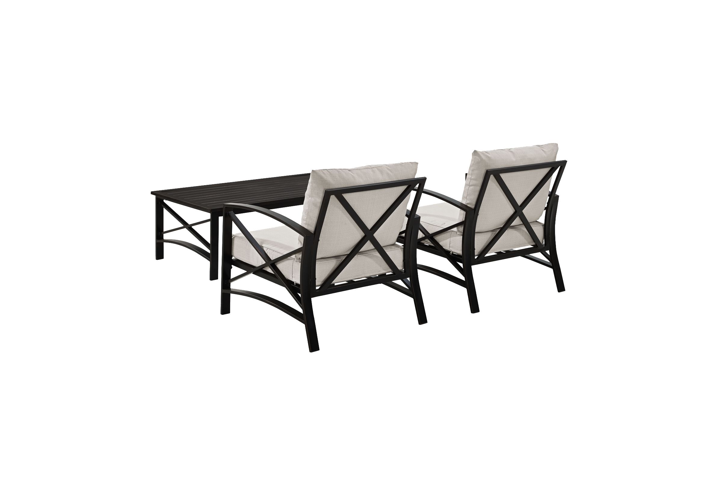 Kaplan 3 Piece Outdoor Chairs and Coffee Table Set with Oatmeal Cushions