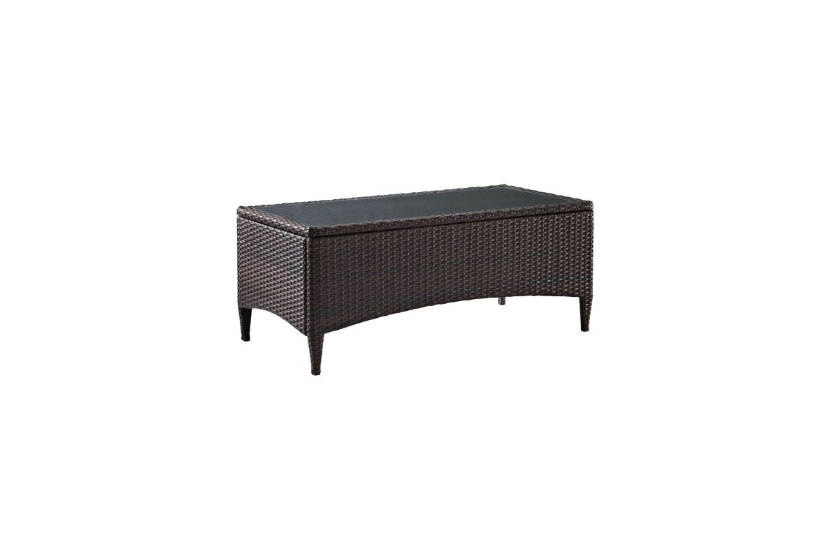 Kiawah Outdoor Glass Top Coffee Table in Brown at GardnerWhite