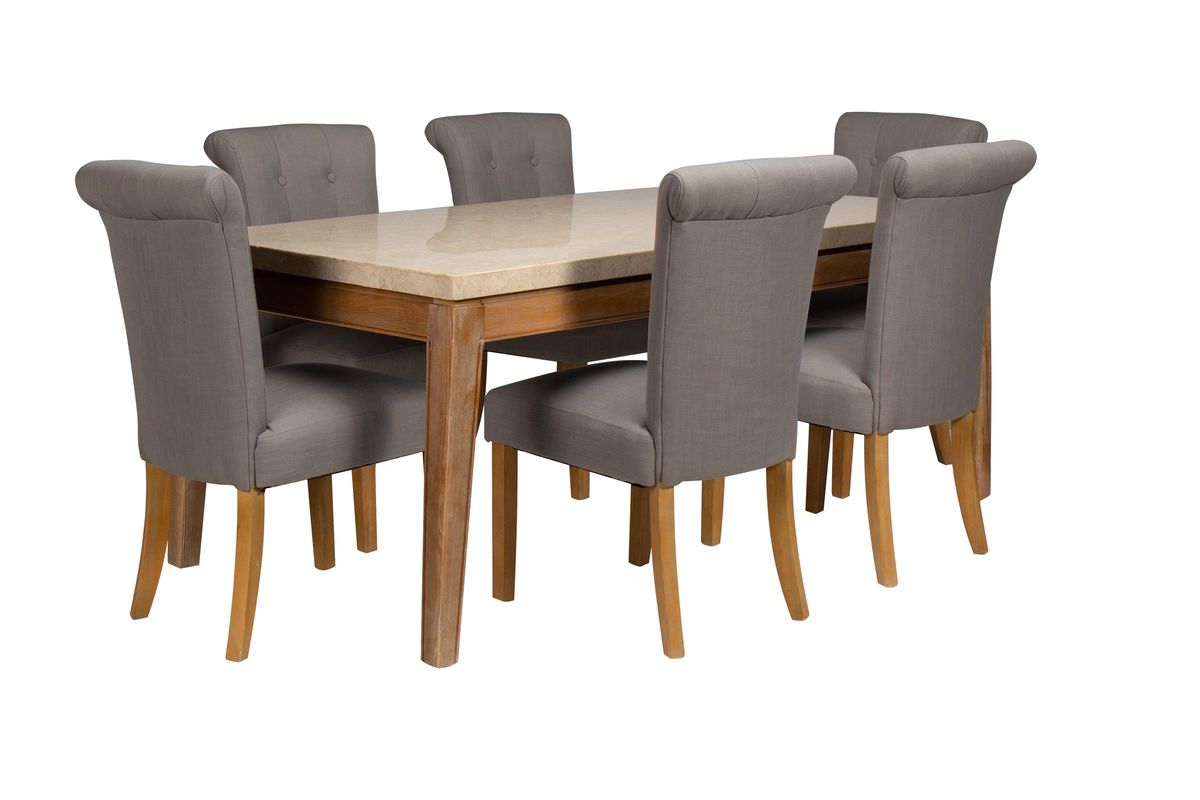 Tristan Dining Table + 4 Grey Chairs at GardnerWhite