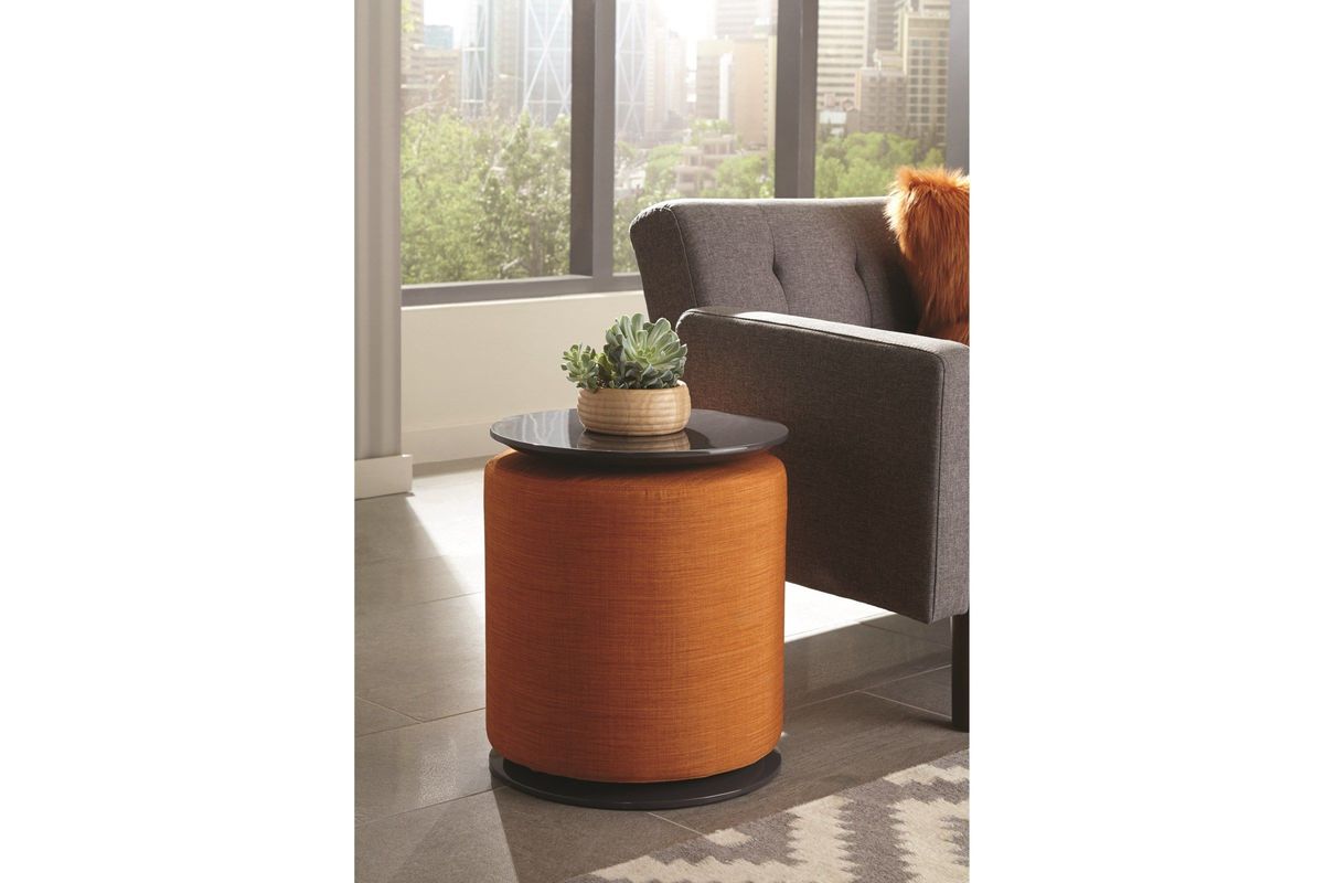 Scott Living Transitional Orange Accent Table and Ottoman