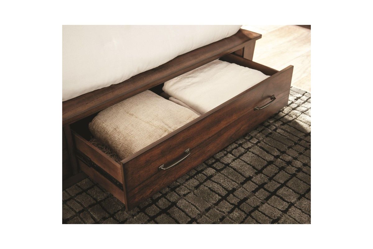 Scott Living Artesia Industrial Dark Cocoa King Platform Bed With Storage Footboard Scott Living Artesia Industrial Dark Cocoa King Platform Bed With Storage Footboard