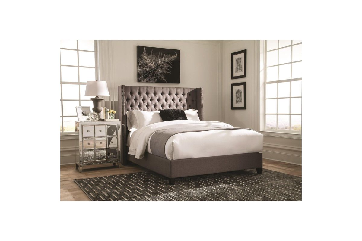 Scott Living Benicia Grey Upholstered Eastern King Headboard