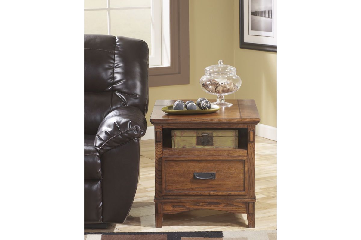 Cross Island Rectangular End Table by Ashley at GardnerWhite