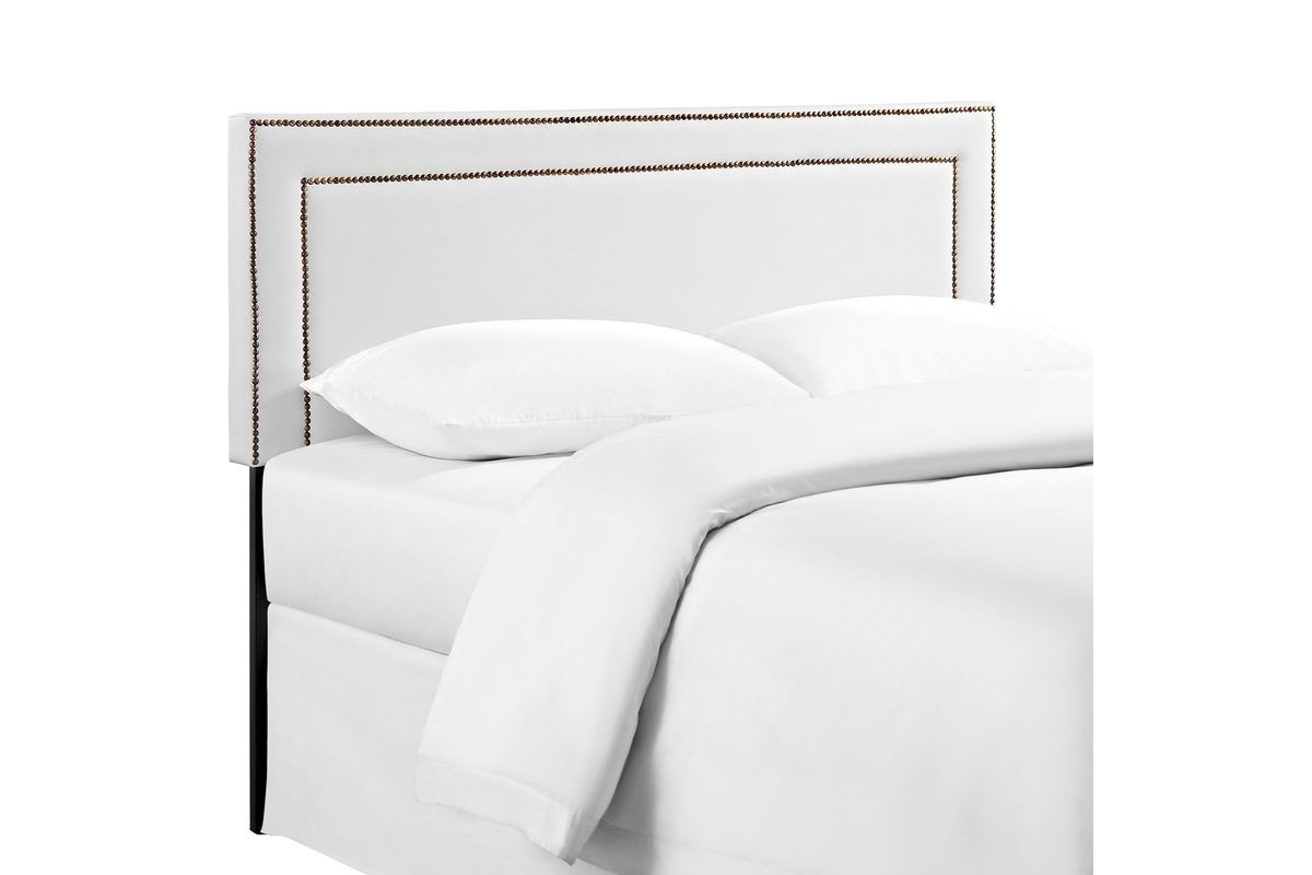 Jessamine Queen Upholstered Vinyl Headboard in White at GardnerWhite