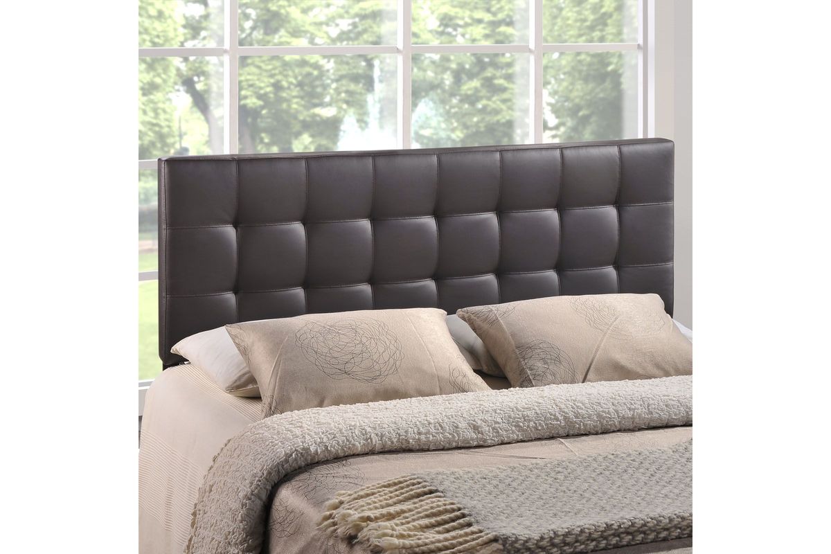Lily Queen Upholstered Vinyl Headboard in Brown at GardnerWhite