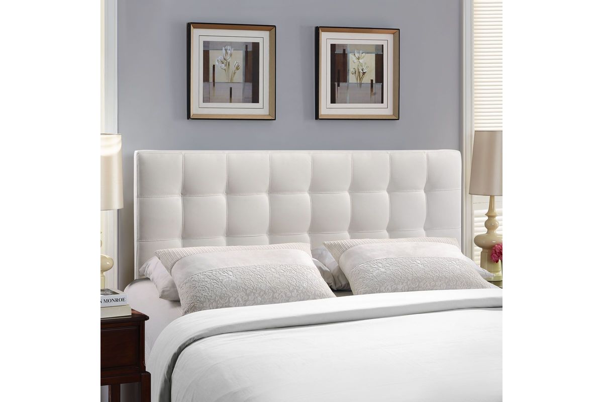Lily Queen Upholstered Vinyl Headboard in White at GardnerWhite
