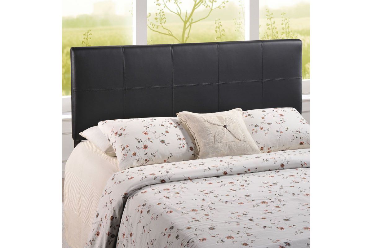 Oliver Queen Upholstered Vinyl Headboard in Black at GardnerWhite
