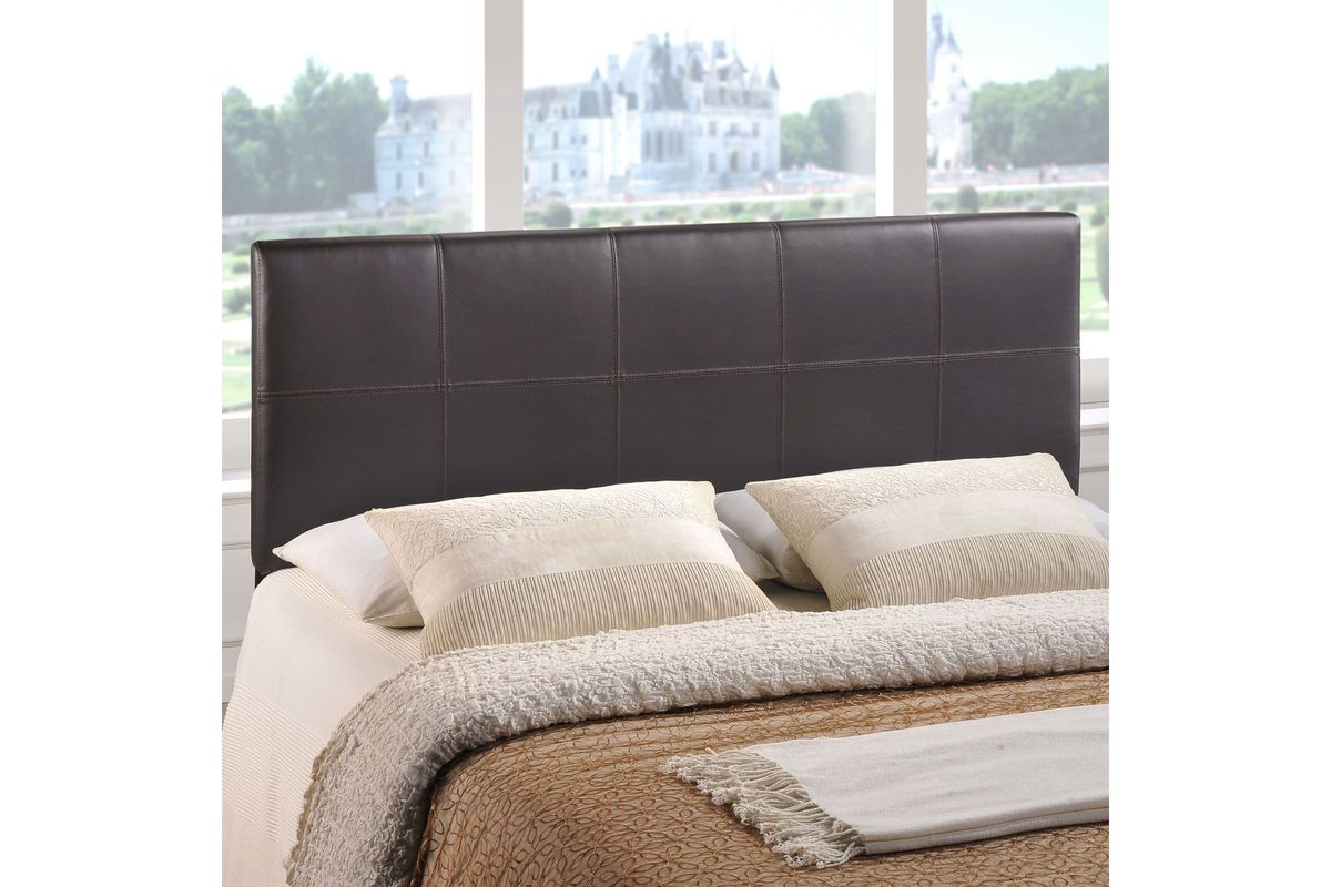 Oliver Queen Upholstered Vinyl Headboard in Brown at GardnerWhite