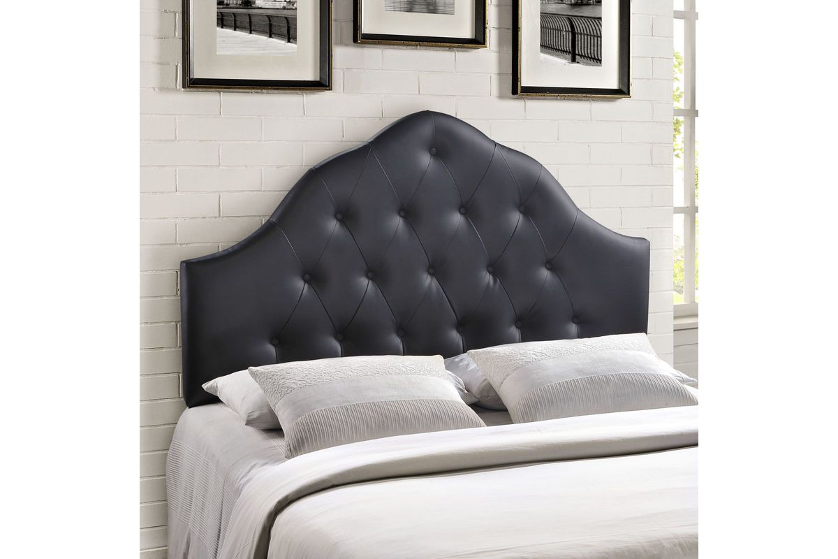 Sovereign Queen Upholstered Vinyl Headboard in Black at GardnerWhite