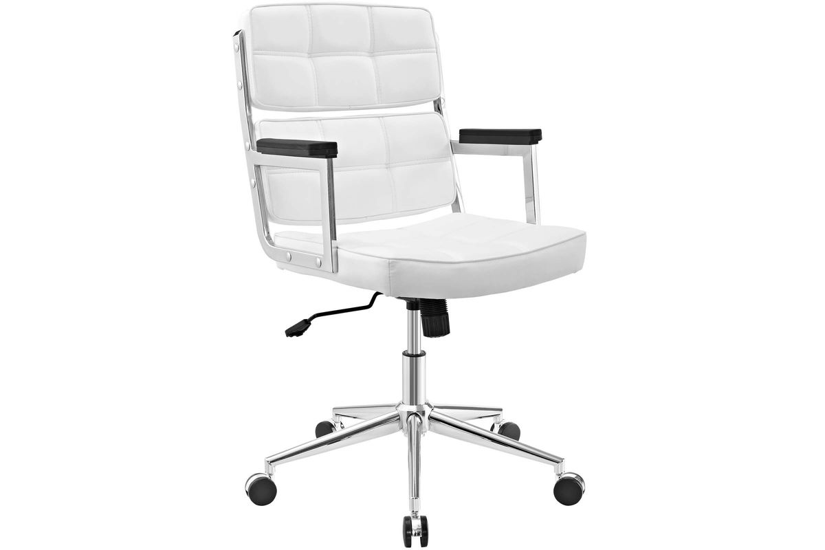Portray Highback Upholstered Vinyl Office Chair in White