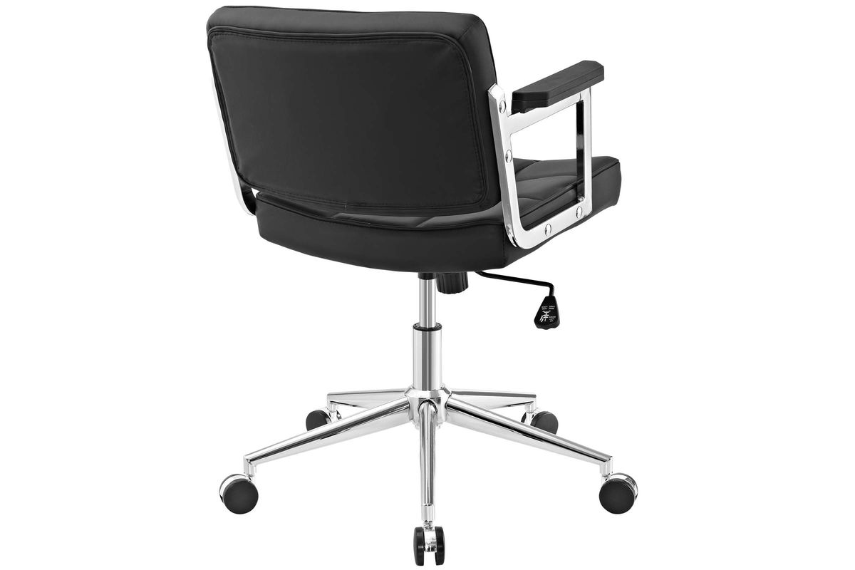 Portray Mid Back Upholstered Vinyl Office Chair in Black