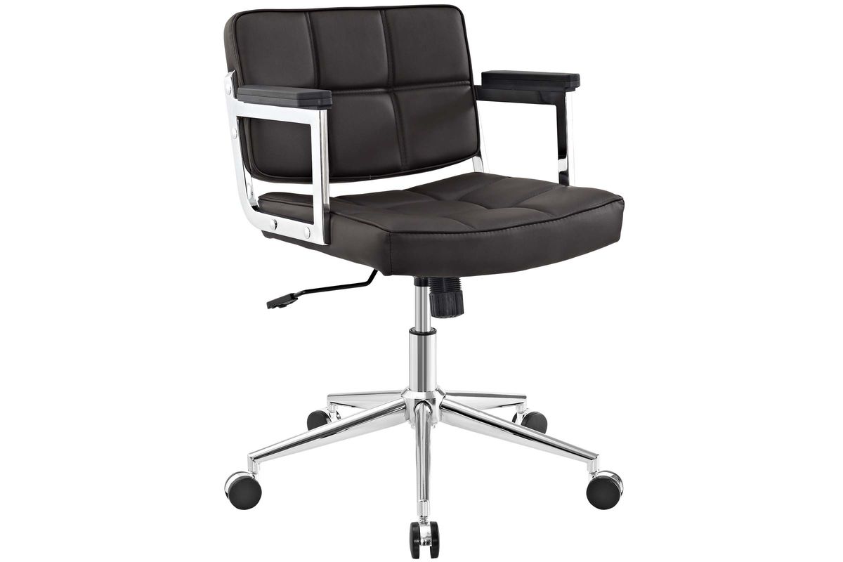 Portray Mid Back Upholstered Vinyl Office Chair in Brown