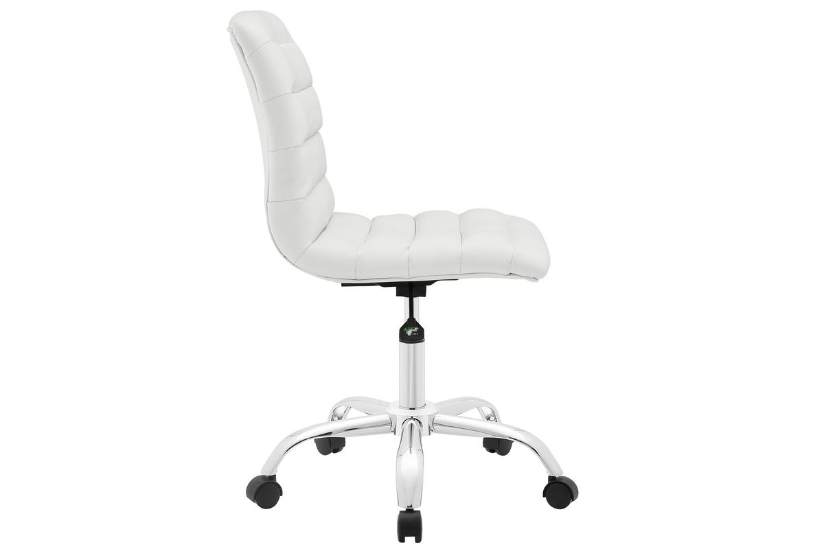 Ripple Armless Mid Back Vinyl Office Chair in White at GardnerWhite