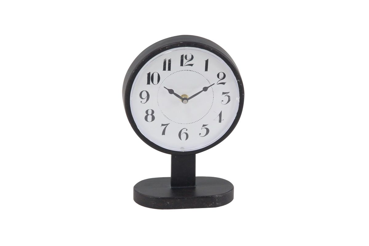 Modern Round Black Iron Table Clock at GardnerWhite