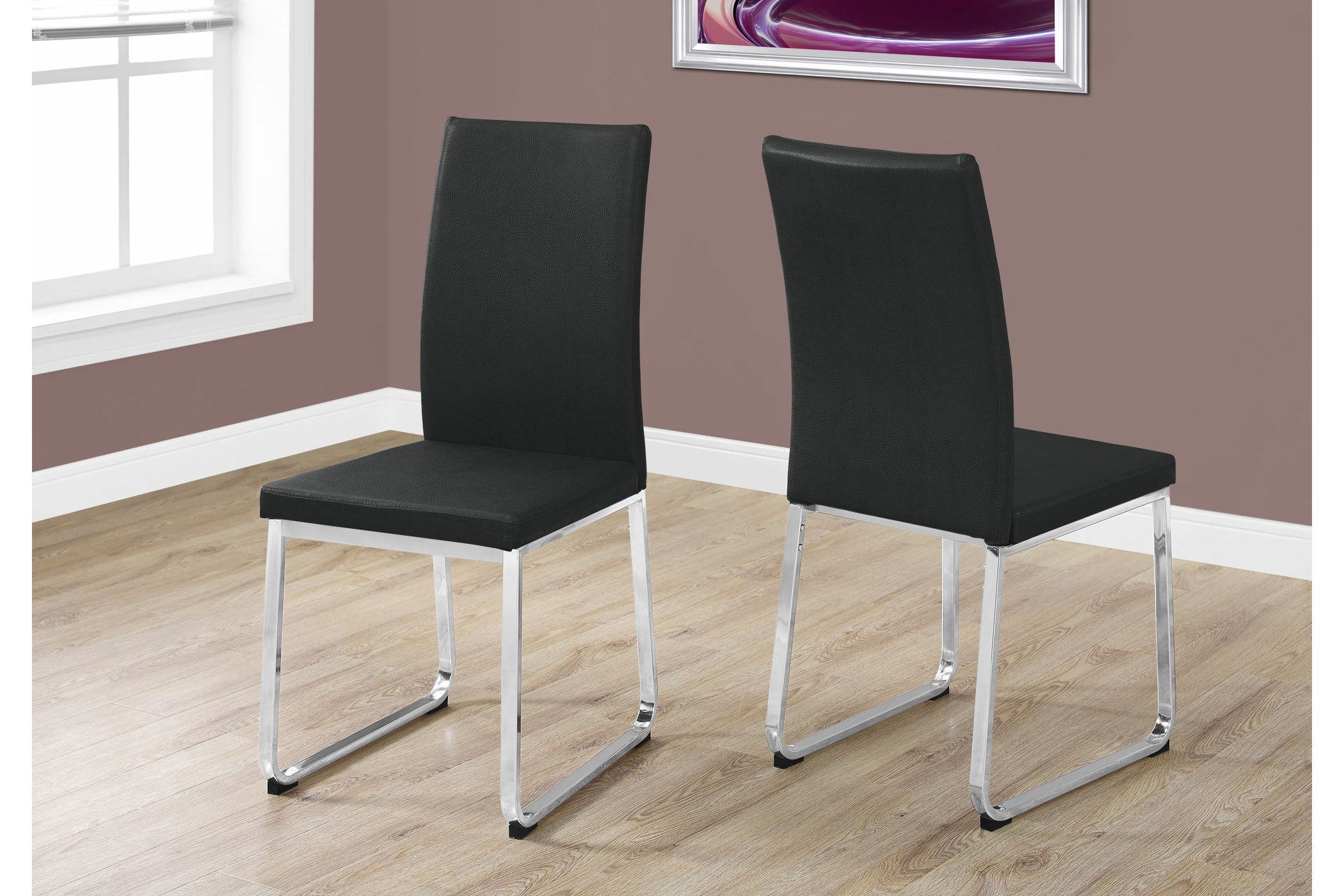 Black & Chrome Dining Chair Set of 2 at GardnerWhite