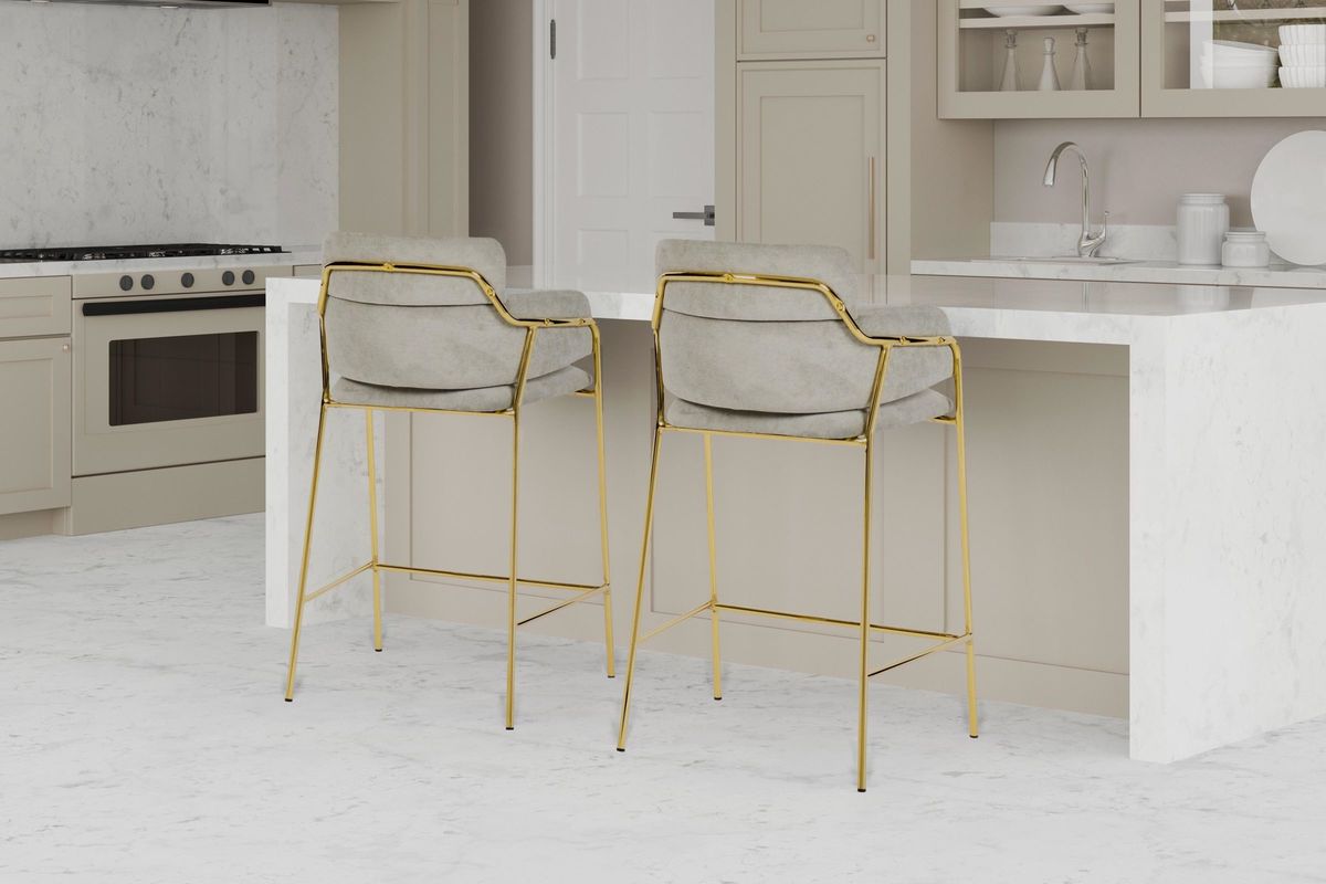 Karl Grey Linen Counter Stool (Set of 2) at GardnerWhite