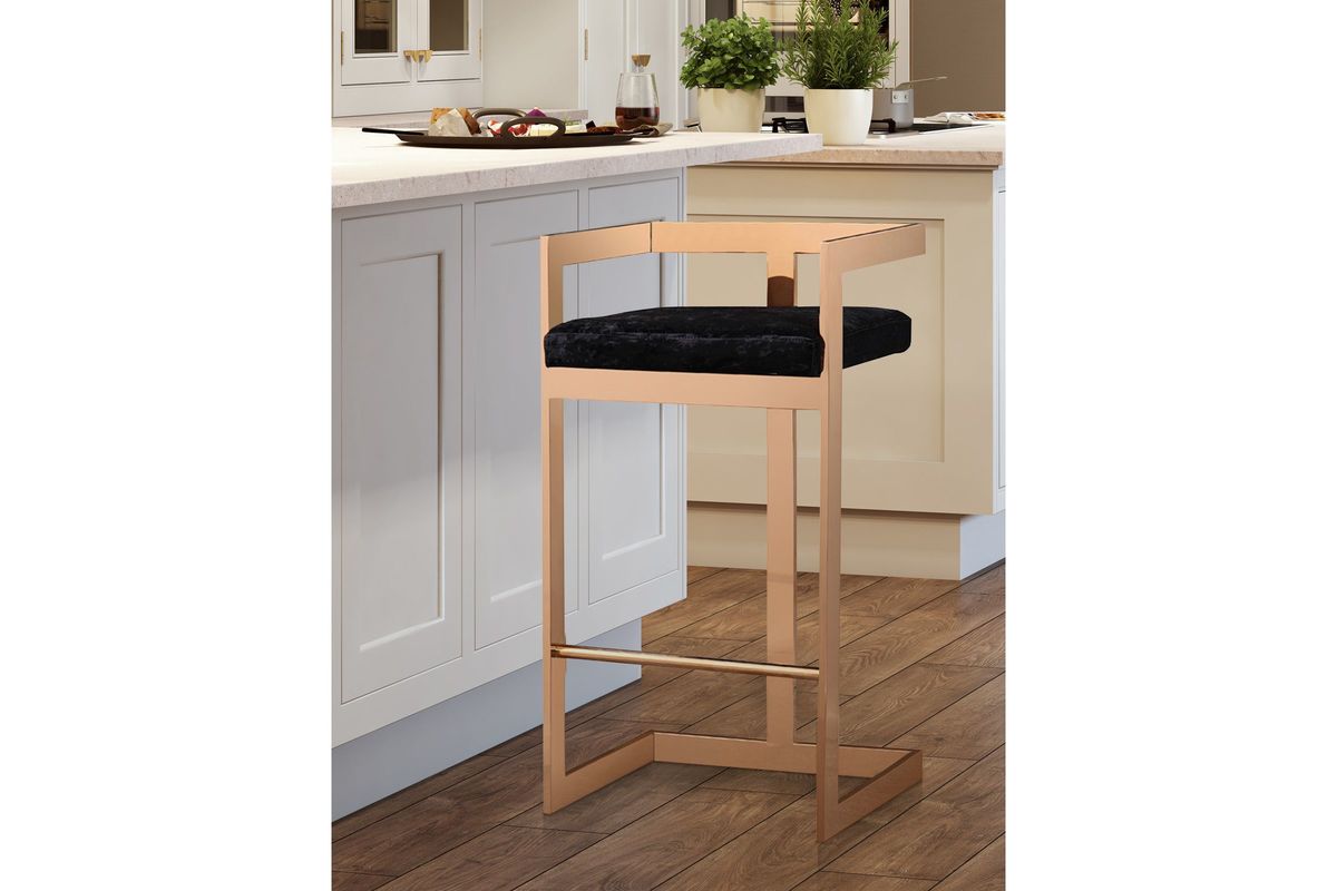 Marquee Black Velvet Counter Stool at GardnerWhite