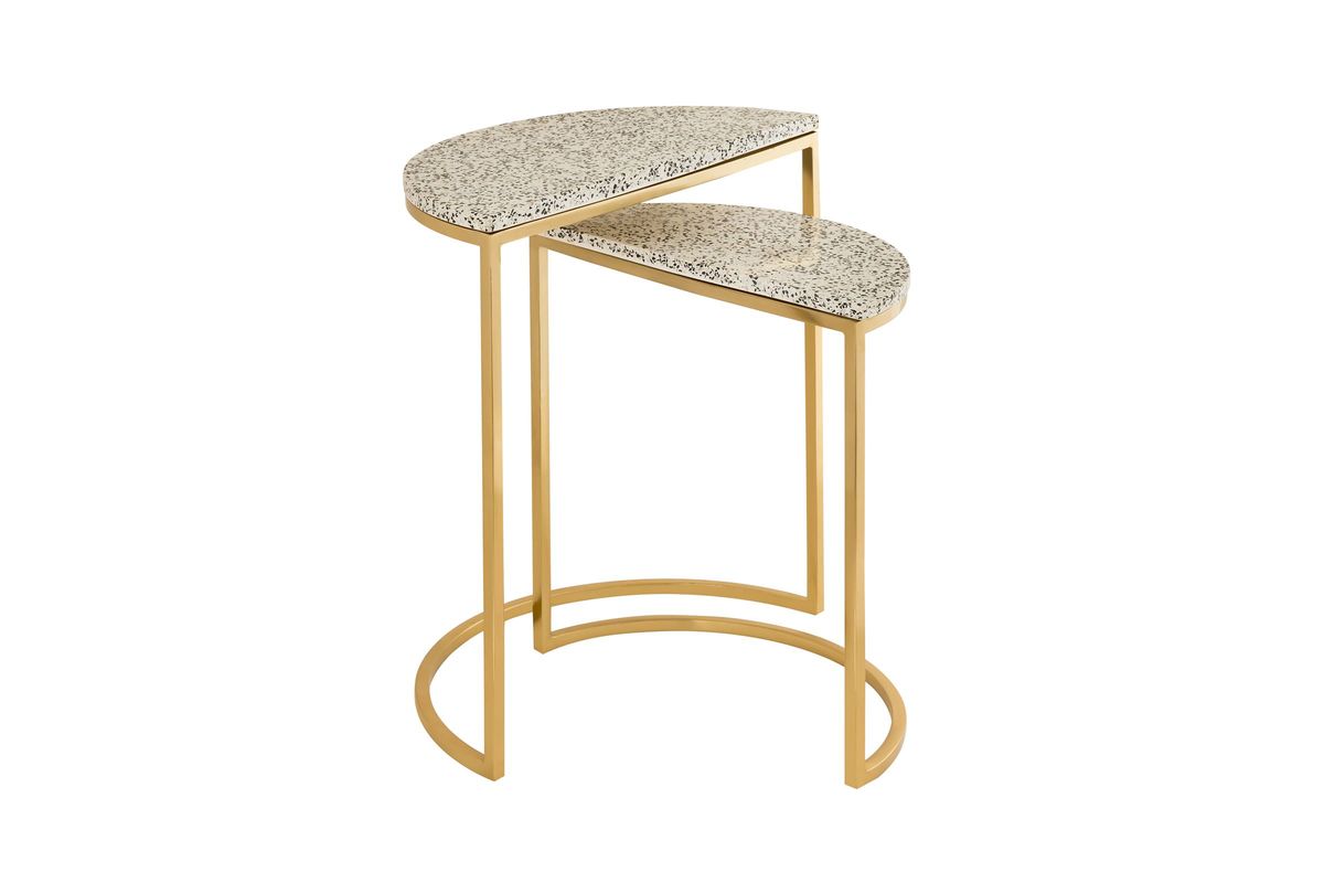Crete White Terrazzo Nesting Tables at GardnerWhite