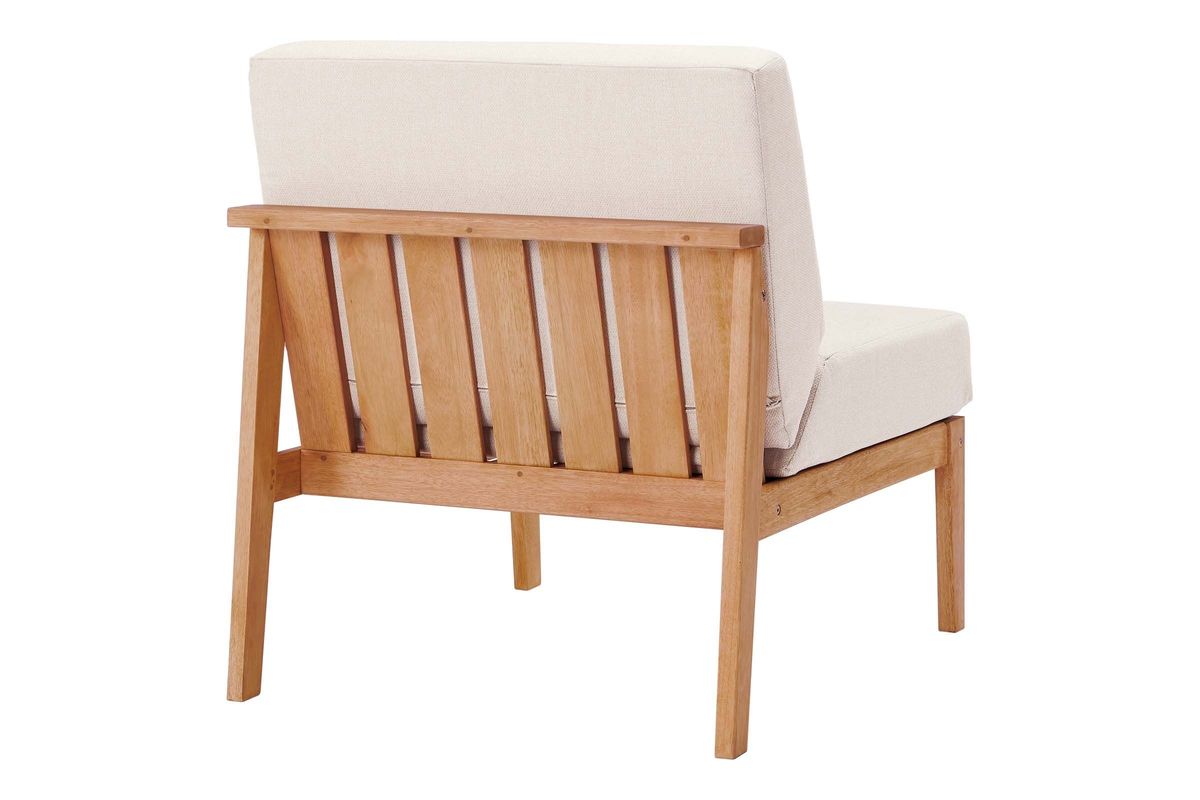 Sedona Outdoor Patio Eucalyptus Wood Sectional Sofa Armless Chair in