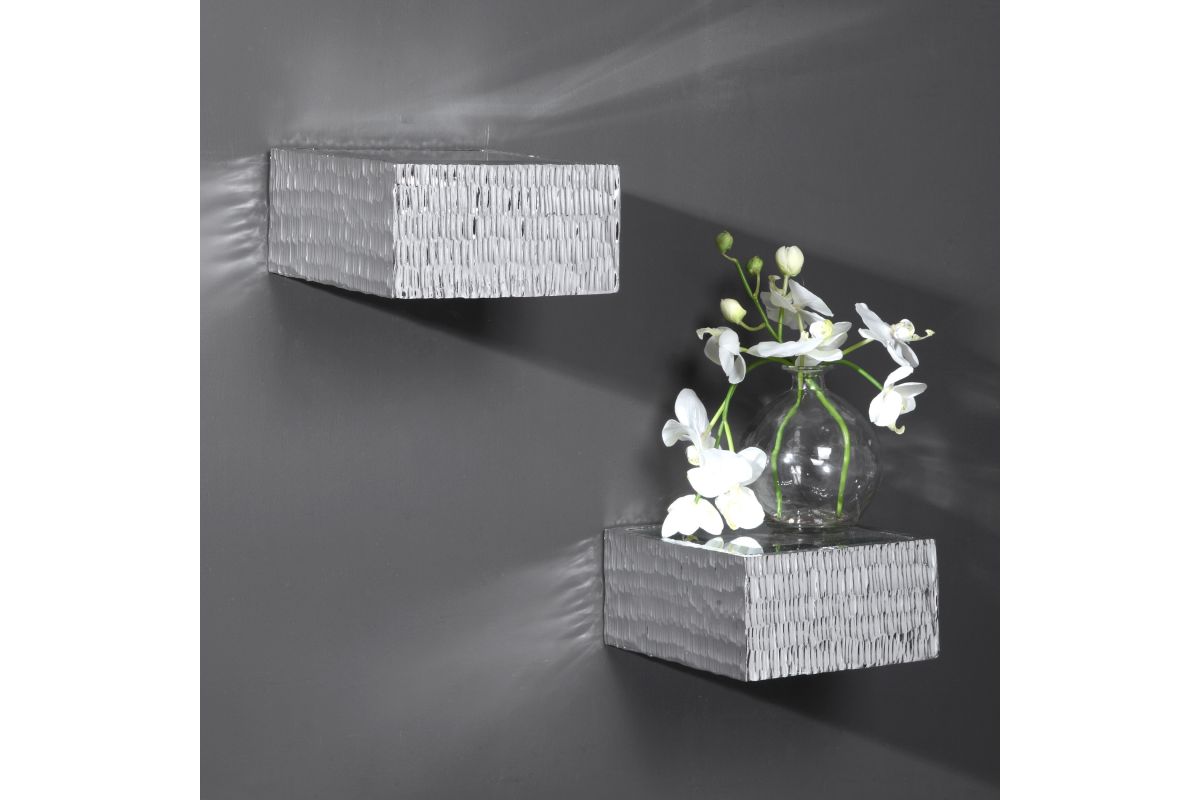 Jessamine Silver Wall Shelves Set of 2 at GardnerWhite