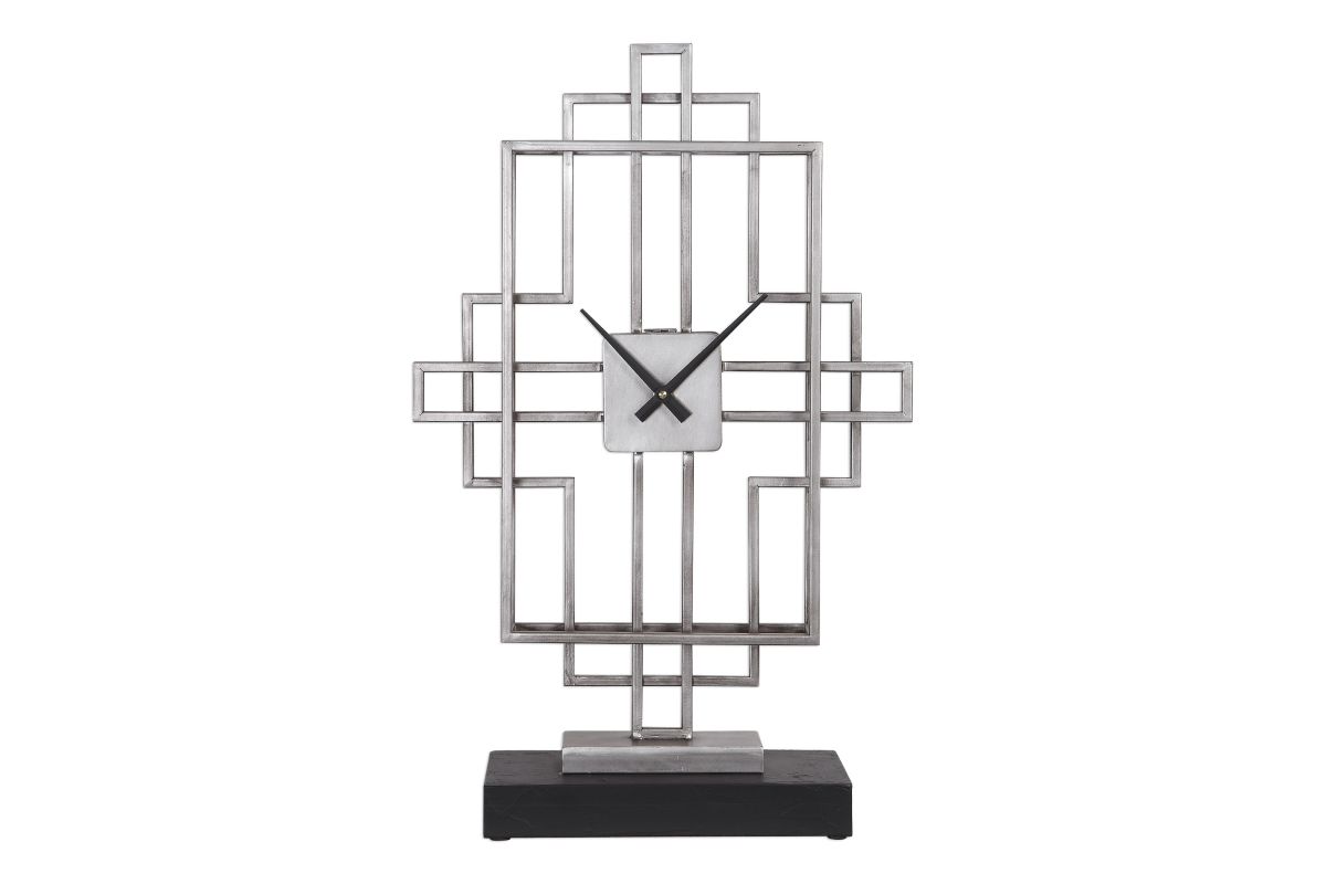 Uttermost Vanini Silver Tabletop Clock at GardnerWhite