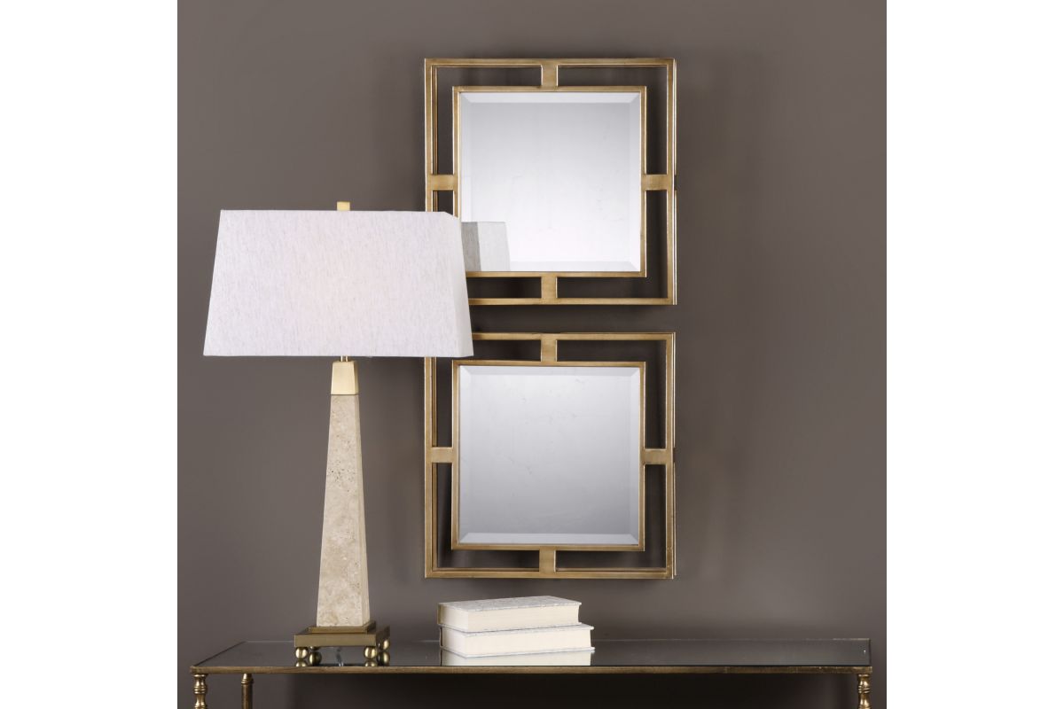 Allick Gold Square Mirrors Set of 2 at GardnerWhite