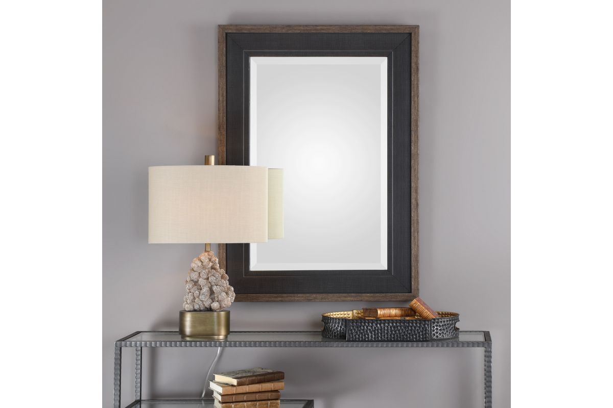 Staveley Rustic Black Mirror at GardnerWhite