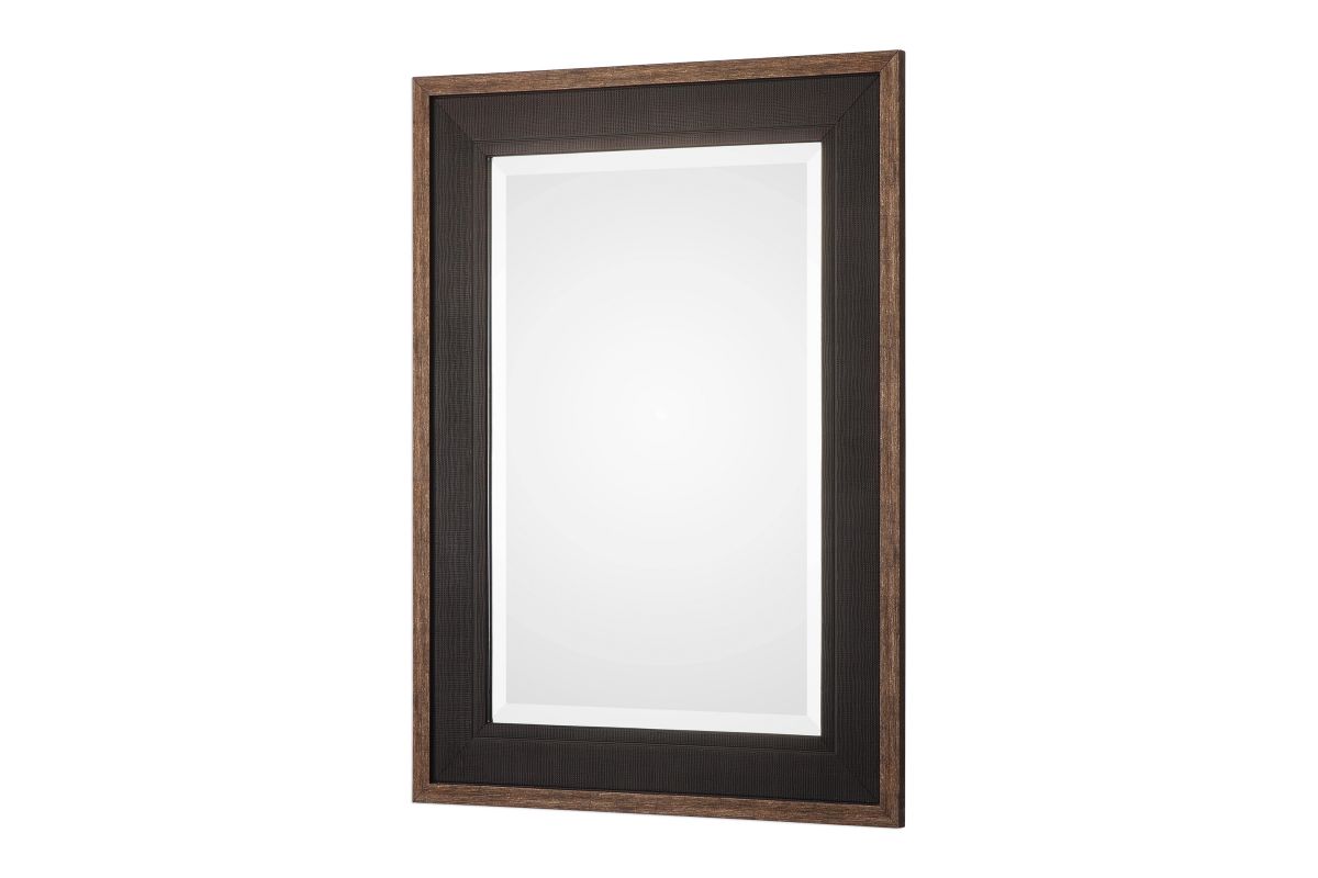 Staveley Rustic Black Mirror at GardnerWhite