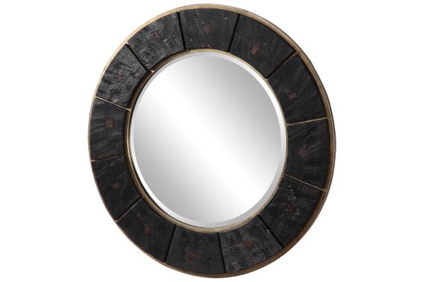 Kerensa Dark Wood Round Mirror at Gardner-White