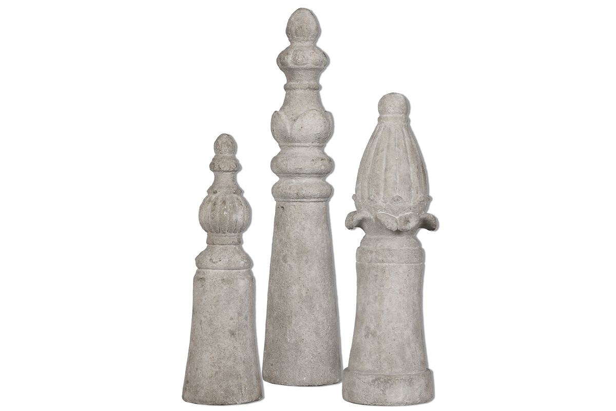 Asmund Aged Ivory Finials Set of 3 at GardnerWhite