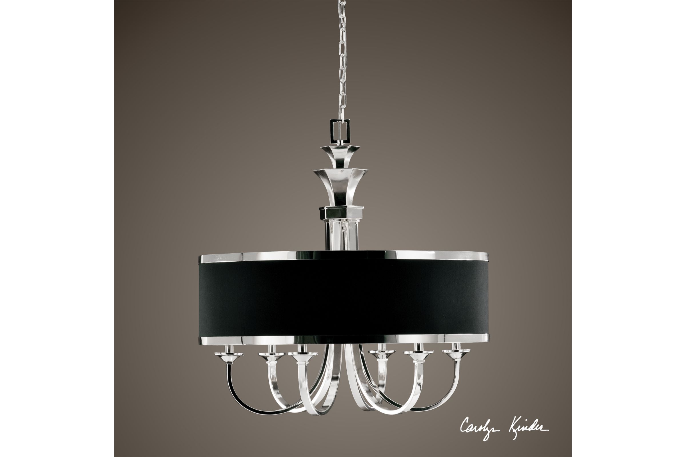 Tuxedo 6 Light Black Shade Chandelier at Gardner-White
