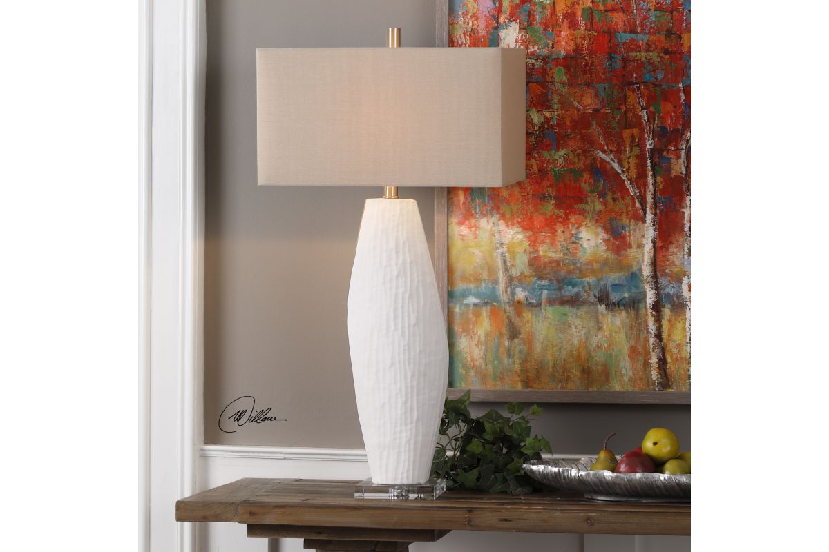 Vona Textured White Lamp at GardnerWhite