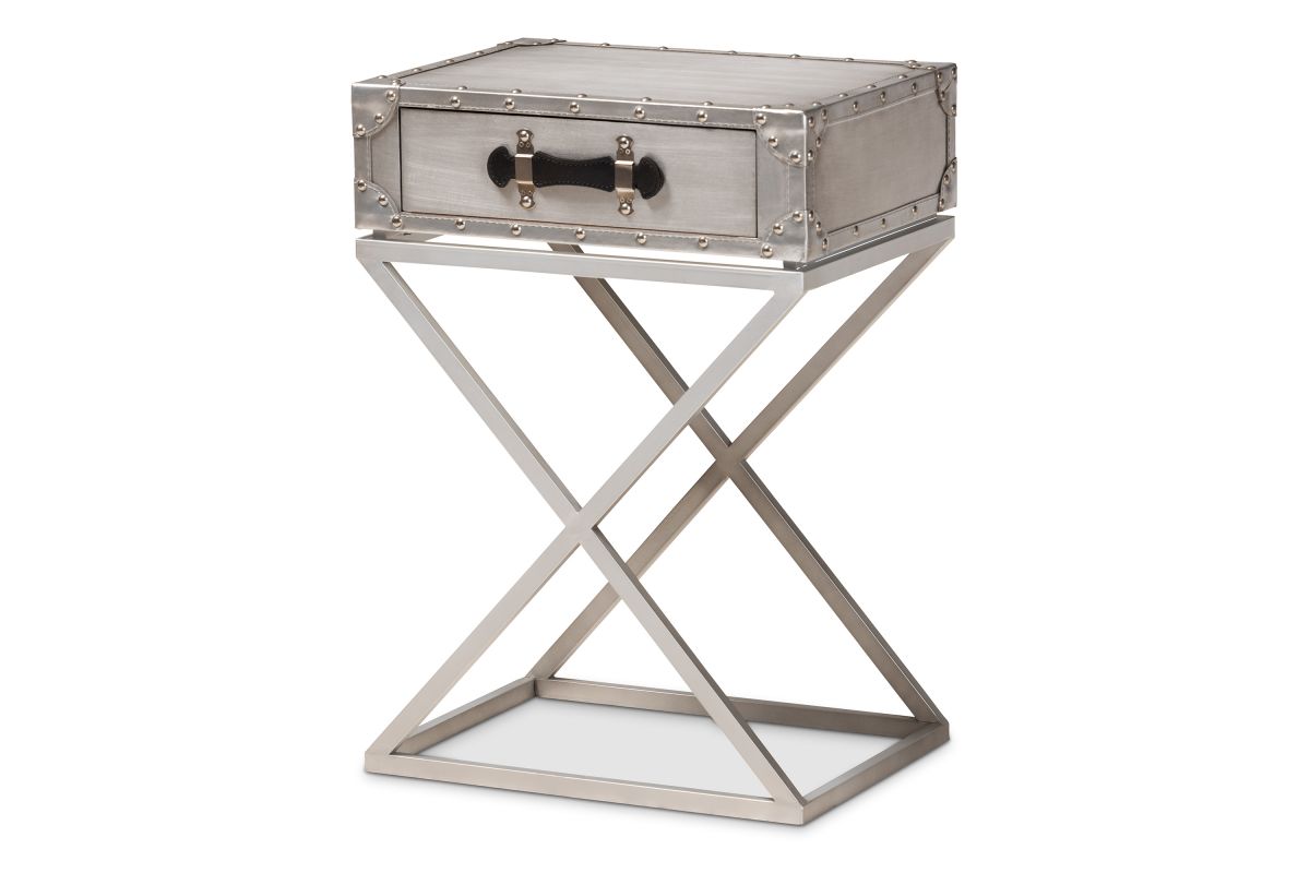 Silver Metal Nightstand: Modern Elegance for Your Bedroom