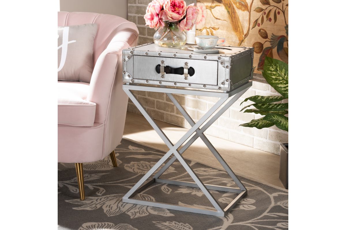 Radcliffe Silver Metal 1-Drawer Nightstand at Gardner-White