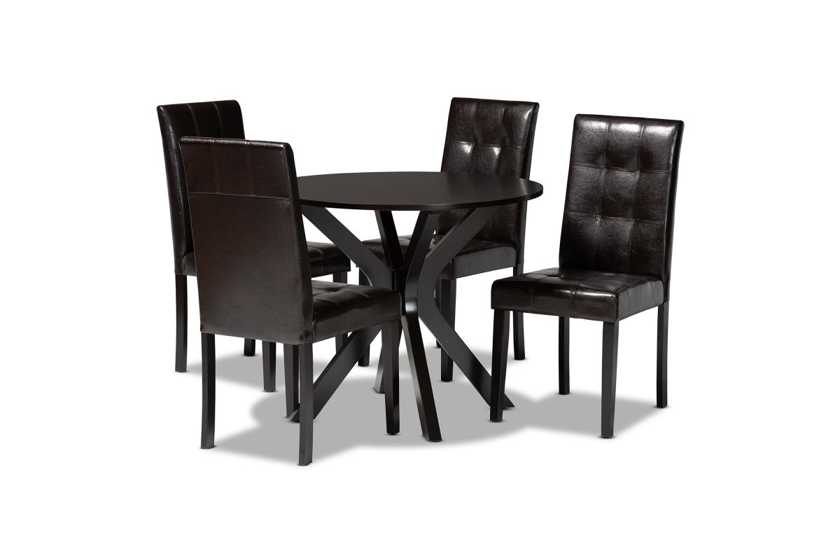 Noyes Dark brown Finished Wood 5Piece Dining Set