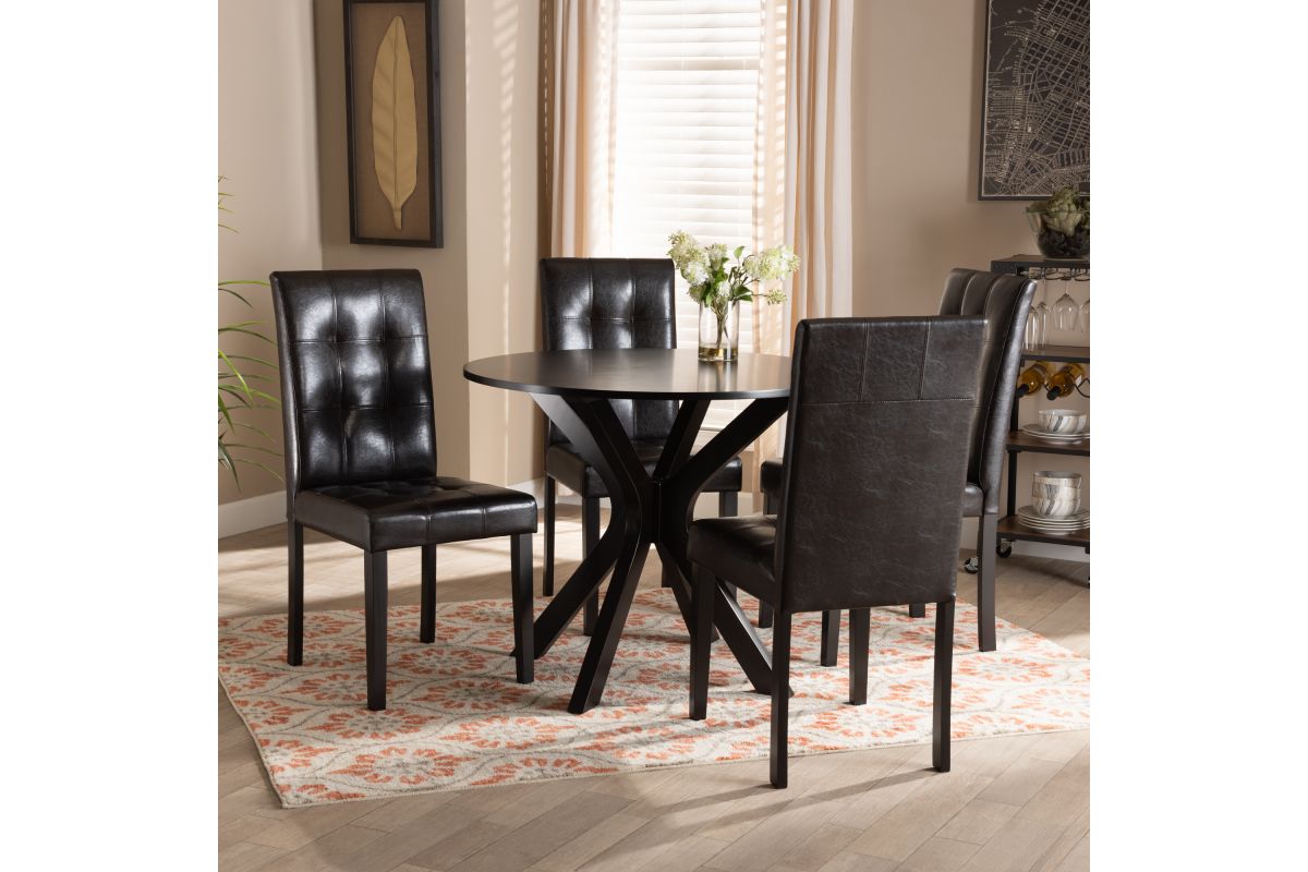 Noyes Dark brown Finished Wood 5Piece Dining Set