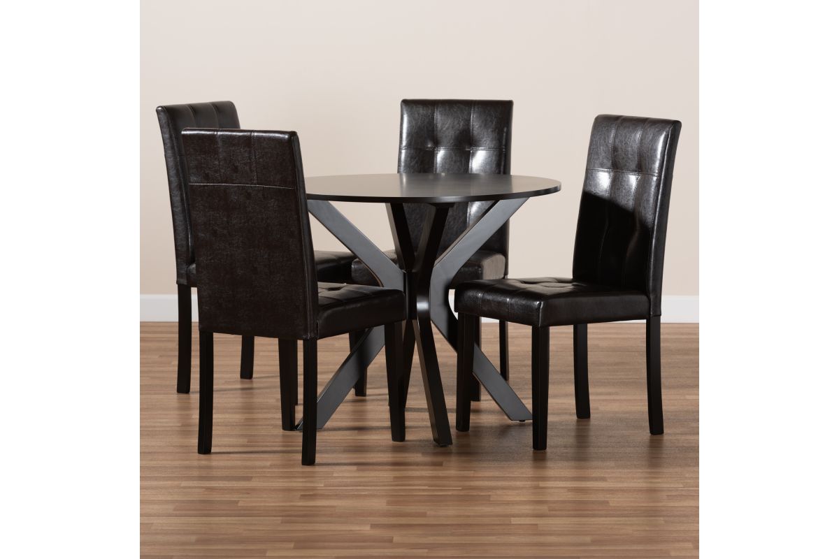 Noyes Dark brown Finished Wood 5Piece Dining Set