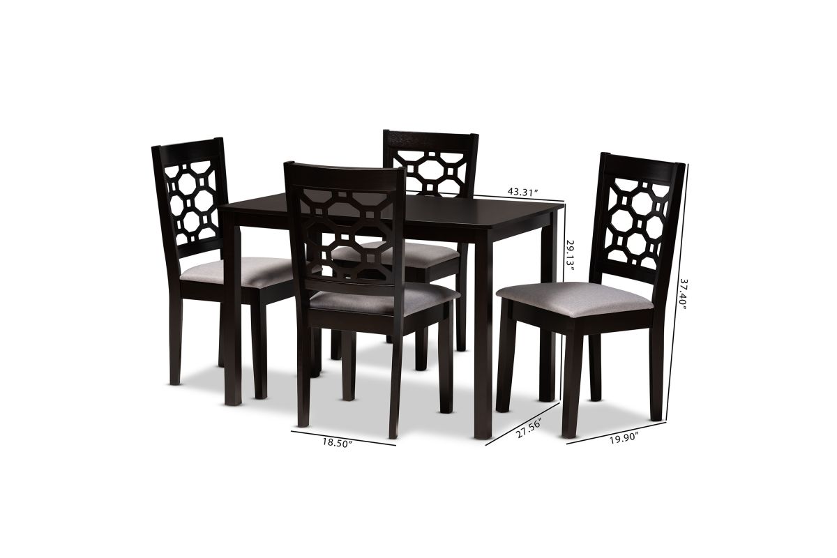 Nahri Dark Brown Finished Wood 5Piece Dining Set