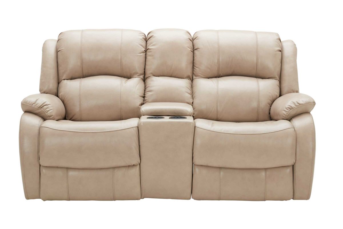Chandler Buff Dual Power Reclining Leather Loveseat with Console