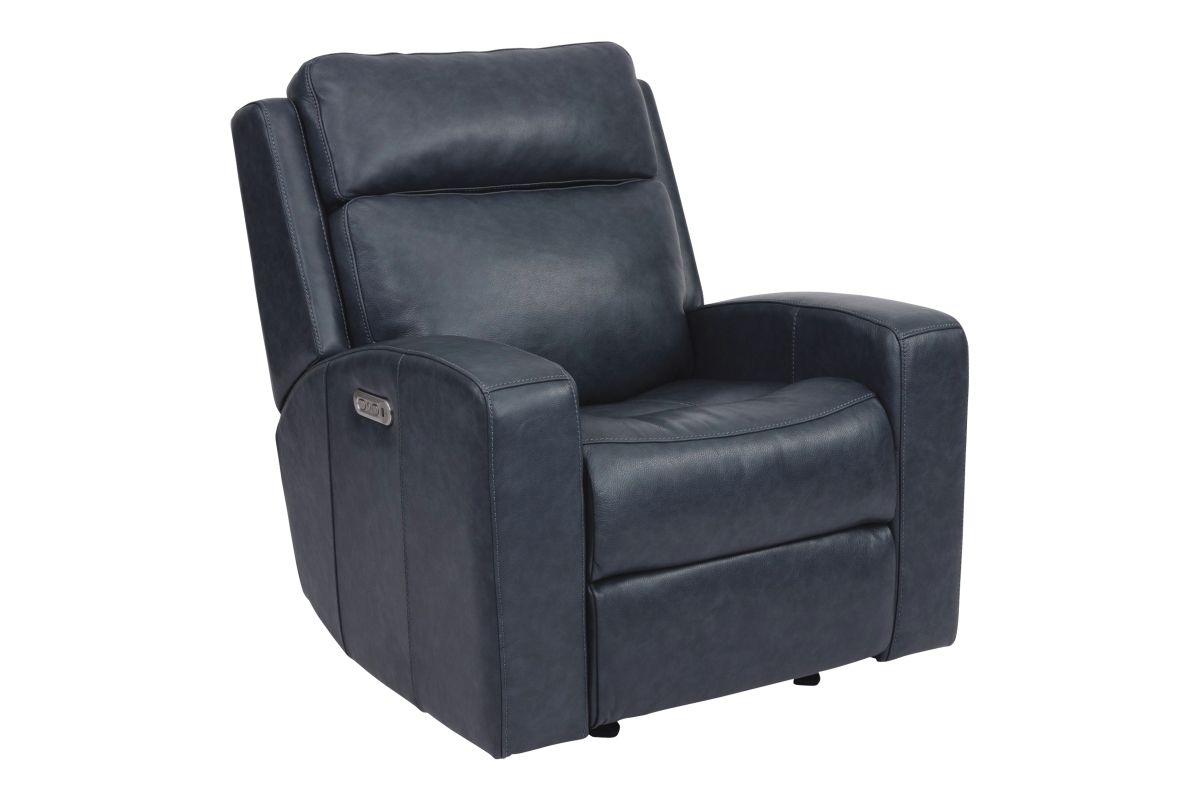 Garcia Blue Leather Dual Power Recliner by Flexsteel
