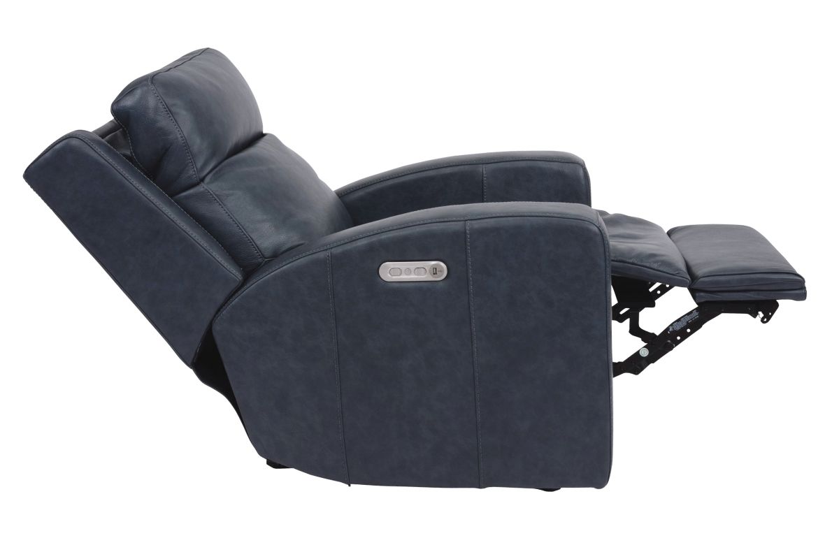 Garcia Blue Leather Dual Power Recliner by Flexsteel