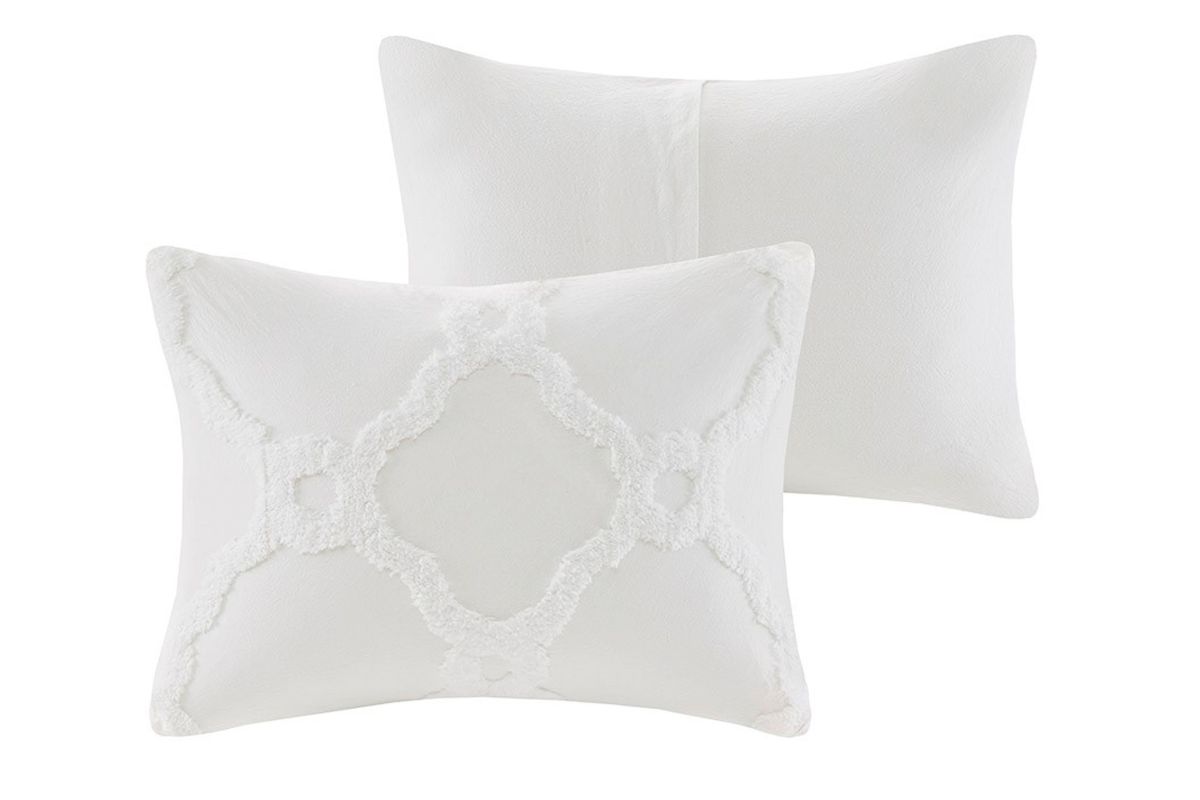 3 Piece Tufted Cotton Chenille Geometric Full/Queen Comforter Set