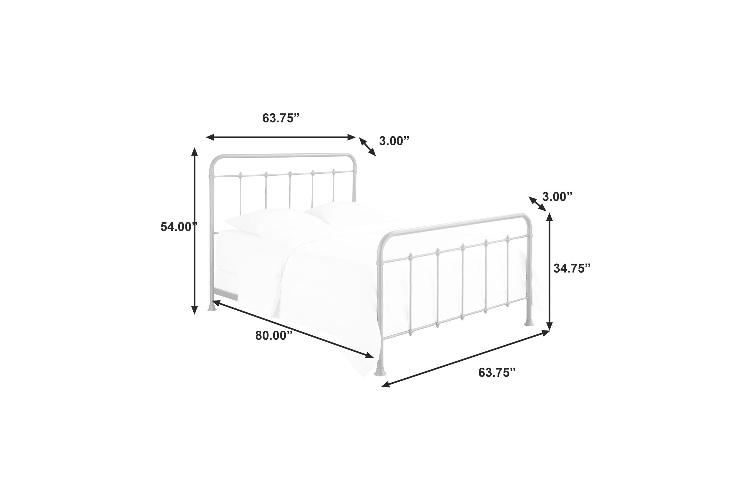 Curved Finial Frame Queen Metal Bed in Antique Brown at GardnerWhite