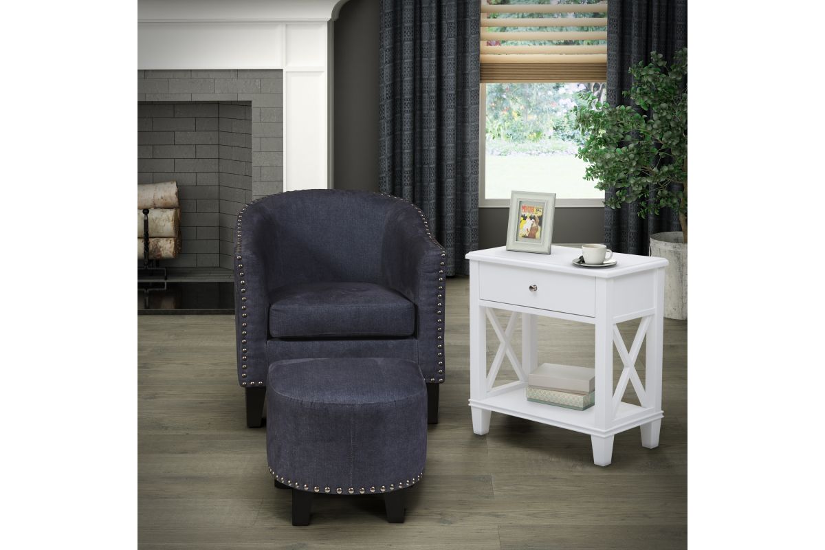 White Open 'X' Leg Side Table at GardnerWhite