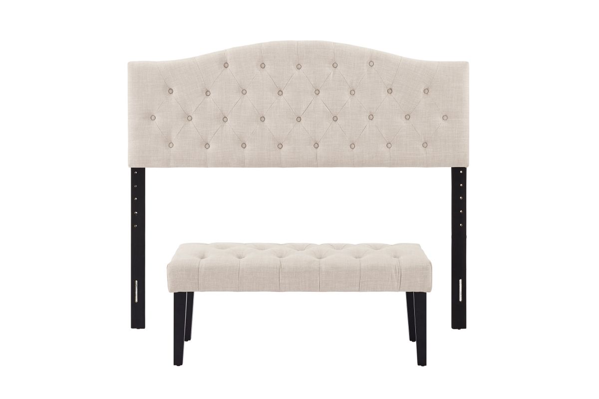 Full/Queen Headboard and Bench Set in Woven Beige at GardnerWhite