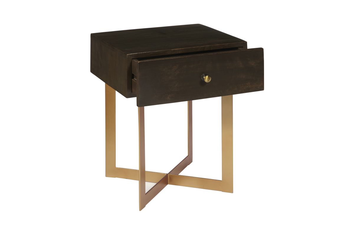 One Drawer Iron X Base Side Table at GardnerWhite