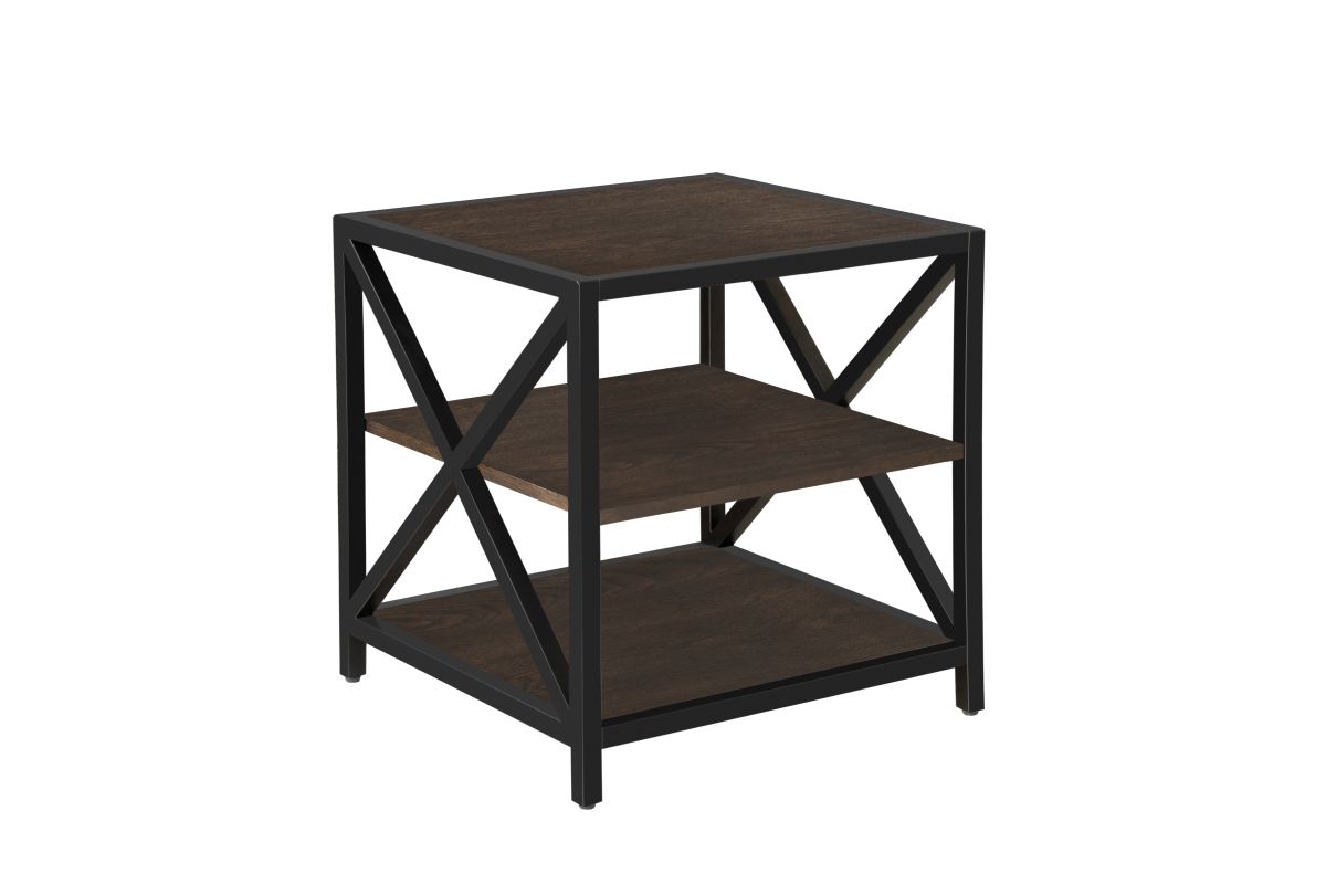 Dark Brown Metal Framed End Table at GardnerWhite