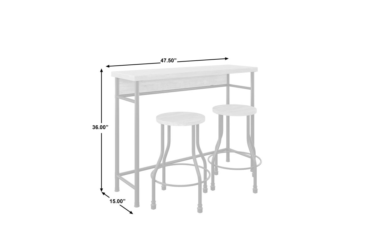 Industrial Dark Oak Sofa Bar Table + 2 Stools at GardnerWhite